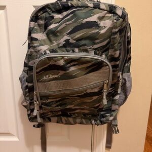 L.L. Bean Green and Gray Camouflage Backpack